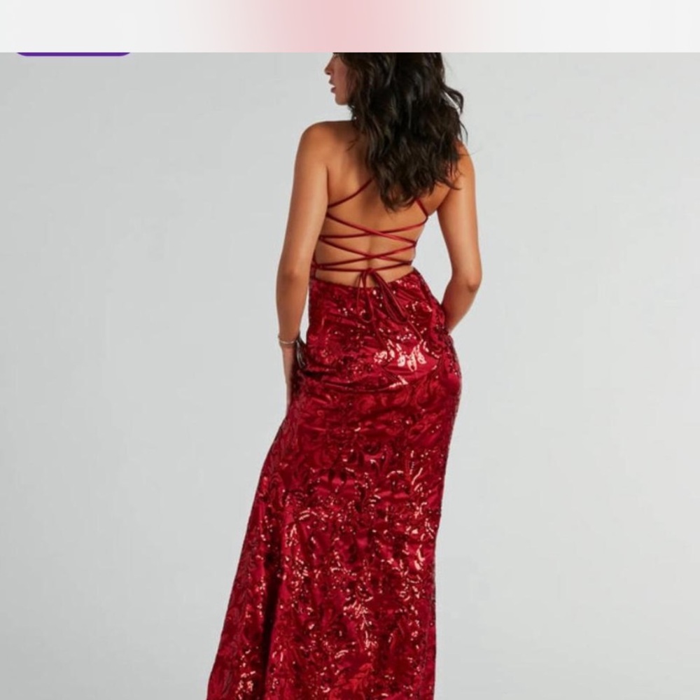Windsor Red Sequin Prom Dress - Picture 9 of 10